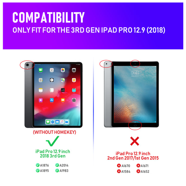 Keyboard Case for iPad Pro 12.9 2018-3rd Gen(Without Home Button)–Touchpad Keyboard Compatible with iPad Pro 12.9 – Backlight Keyboard for Tablet – Protection Wireless Tablet Keyboard - Pencil Holder