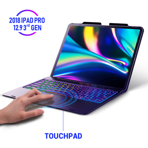Keyboard Case for iPad Pro 12.9 2018-3rd Gen(Without Home Button)–Touchpad Keyboard Compatible with iPad Pro 12.9 – Backlight Keyboard for Tablet – Protection Wireless Tablet Keyboard - Pencil Holder