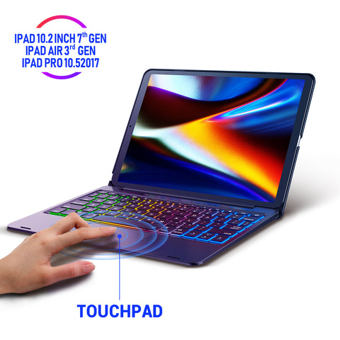 Keyboard Case for iPad 10.2 2019, iPad Air 10.5 2019, iPad Pro 10.5 2017 – Touchpad Keyboard Compatible with iPad 7th Generation/iPad Air 3 – Backlight Keyboard for Tablet – Wireless Tablet Keyboard