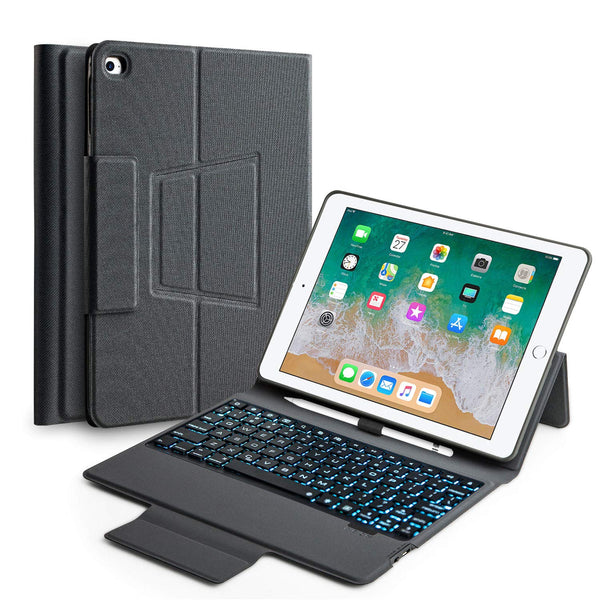 Keyboard Case Compatible with 2018 6th /2017 5th 9.7 inch iPad &iPad Pro 9.7 inch iPad Air/Air 2-Backlit Bluetooth Keyboard, Soft Leather Cover case with Keyboard(only fit 9.7 inch iPad)