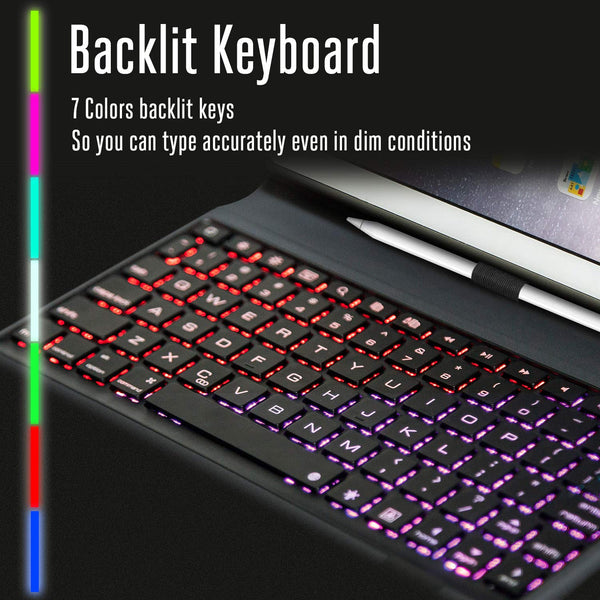 Keyboard Case Compatible with 2018 6th /2017 5th 9.7 inch iPad &iPad Pro 9.7 inch iPad Air/Air 2-Backlit Bluetooth Keyboard, Soft Leather Cover case with Keyboard(only fit 9.7 inch iPad)