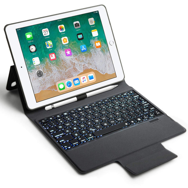 Keyboard Case Compatible with 2018 6th /2017 5th 9.7 inch iPad &iPad Pro 9.7 inch iPad Air/Air 2-Backlit Bluetooth Keyboard, Soft Leather Cover case with Keyboard(only fit 9.7 inch iPad)