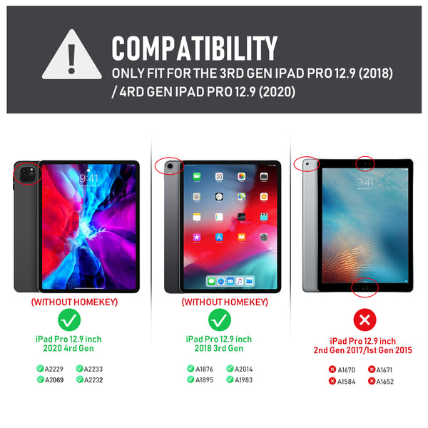 Keyboard Case for iPad Pro 12.9 inch 2018-3rd Gen / 2020-4th Gen – Touchpad Keyboard Compatible with iPad Pro 12.9 – Backlight Protection Wireless Tablet Keyboard - Pencil Holder Included
