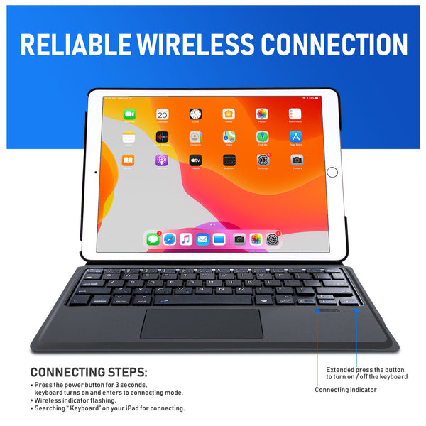 Keyboard Case Touchpad Function for iPad 7th Generation (10.2 inch 2019) / iPad Air 3rd Generation 10.5 2019/iPad Pro 10.5 2017– Stable Touchpad Function- iPad 7th Generation Case with Keyboard