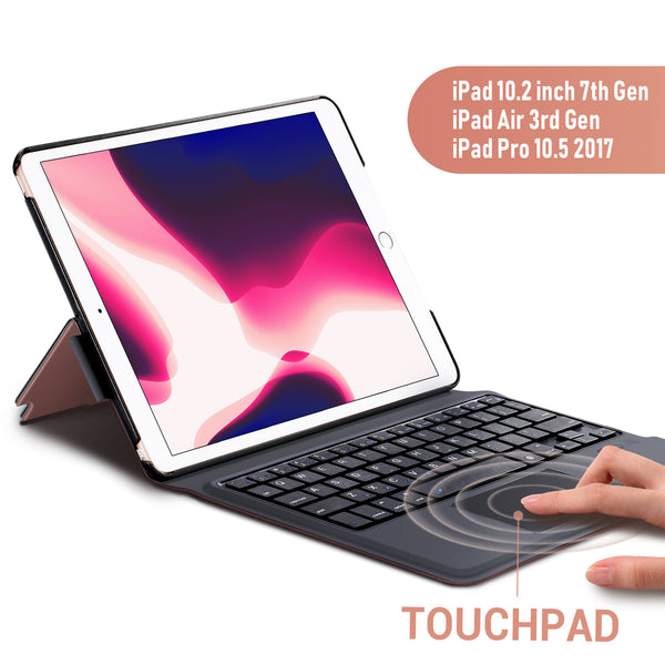 Keyboard Case Touchpad Function for iPad 7th Generation (10.2 inch 2019) / iPad Air 3rd Generation 10.5 2019/iPad Pro 10.5 2017– Stable Touchpad Function- iPad 7th Generation Case with Keyboard